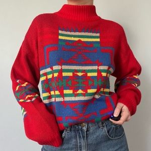 vintage aztec turtle neck